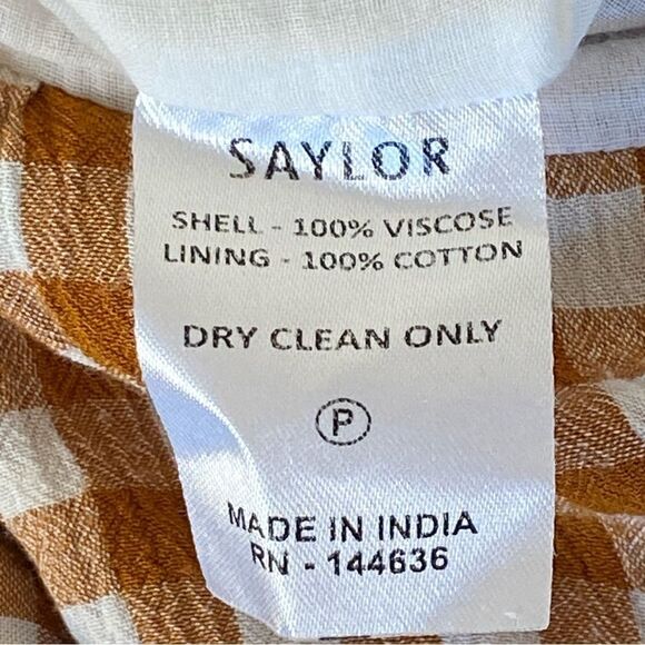 Saylor Laken Sparrow Brown White Gingham Peplum Tie Front Jumpsuit Sz M - Picture 13 of 16